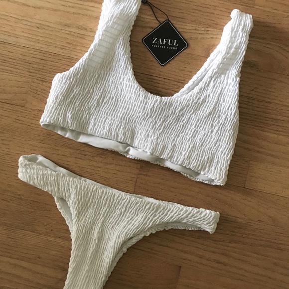 Zaful Other - ✨ 3/$25 Brand new zaful white smocked tank bikini